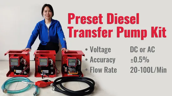 Electric Mobile Portable Fuel Diesel Pump Kit, Preset Quantitative Fueling Transfer 60lpm DC 12V/24V Oil Pump